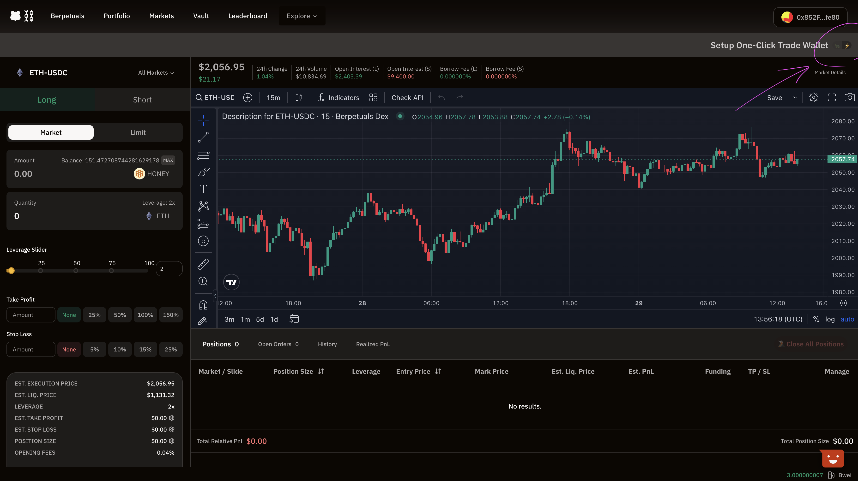 Berachain Berps 1 Click Trading Enable 1CT Toggle