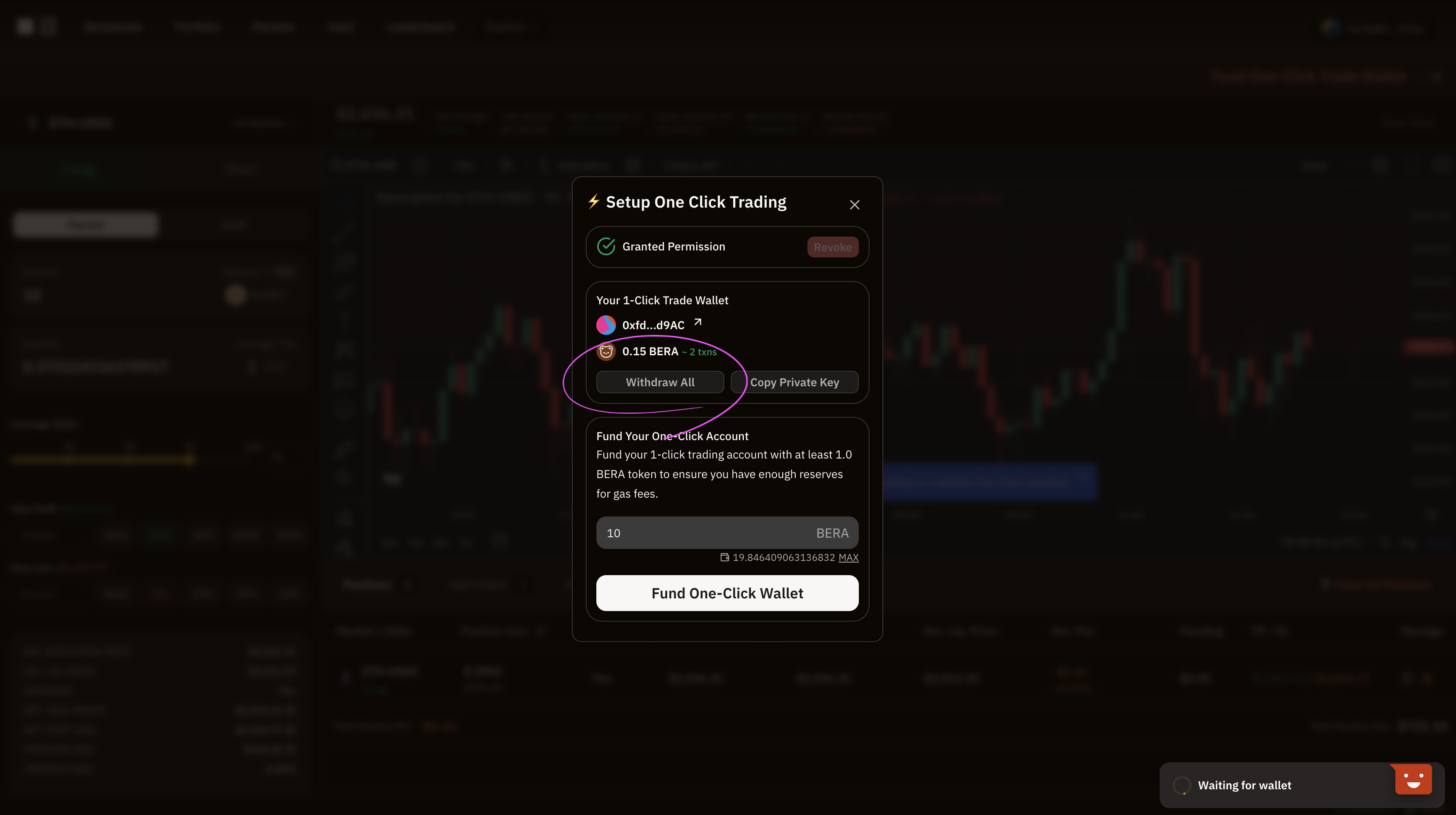 Berachain Berps 1 Click Trading Withdraw From 1CT